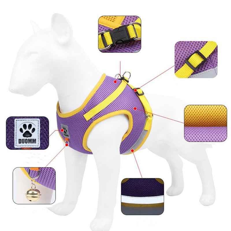 Wholesale Cute Designer Lovely Adjustable Personalized Custom Logo Durable Pet Dog Harness Safety Vest And Leash Set