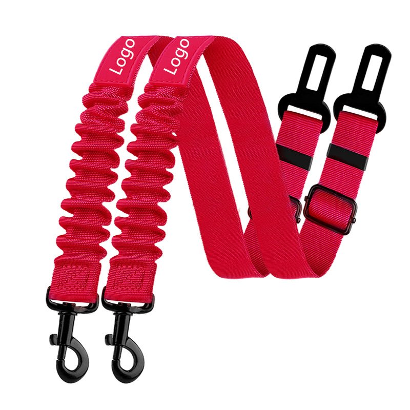 Adjustable Dog Car Safety Booster Seat Belt Flexible Stretch Nylon Rope Dog Leashes