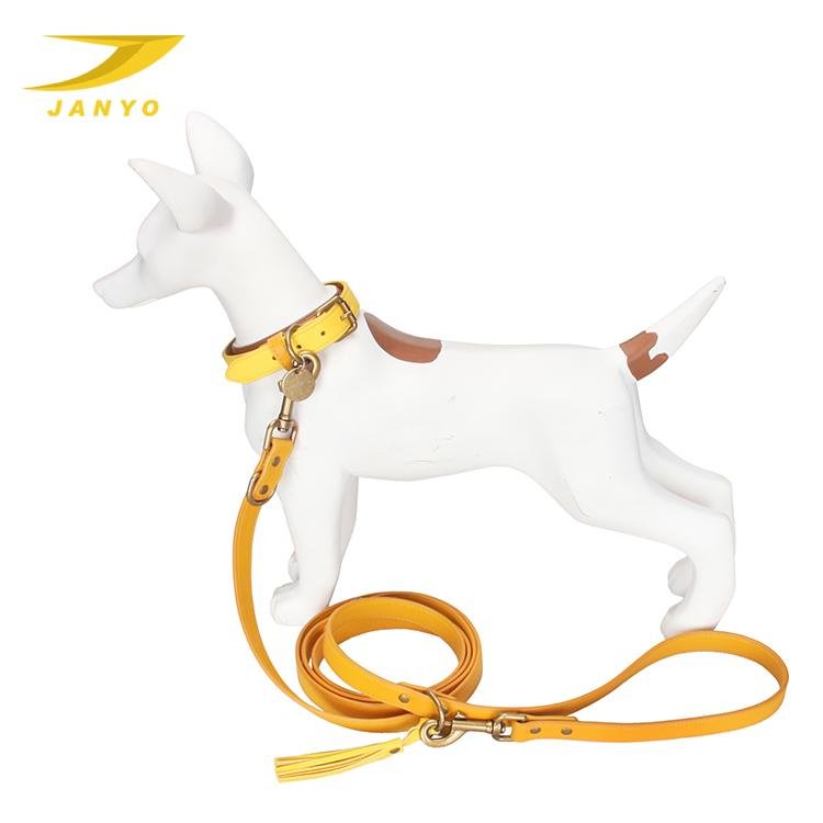 Popular high quality pet products small moq adjustable luxury leather dog collar and hands free leash set