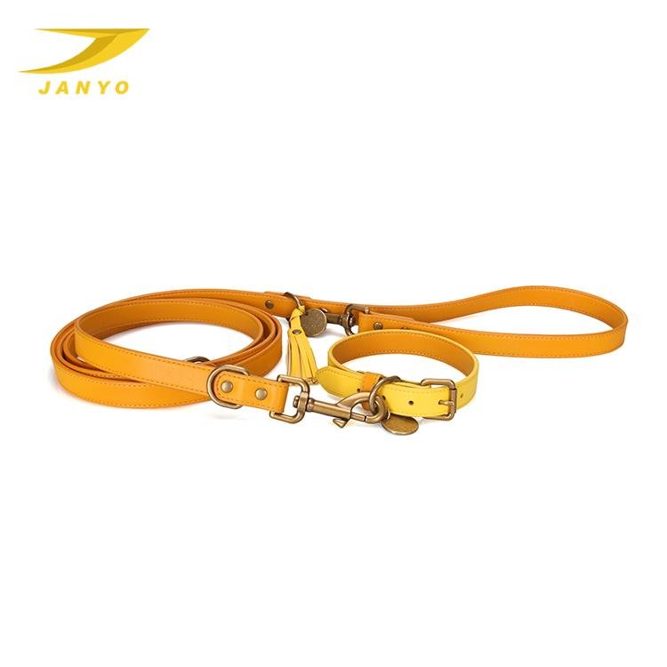 Popular high quality pet products small moq adjustable luxury leather dog collar and hands free leash set