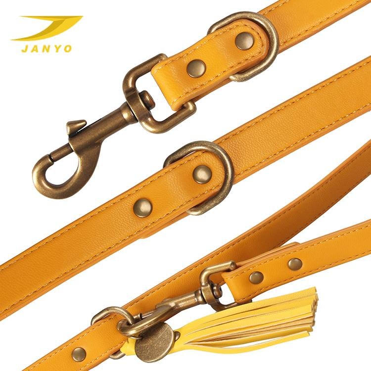 Popular high quality pet products small moq adjustable luxury leather dog collar and hands free leash set