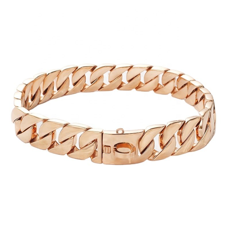 OUMI Best Selling Products Rose Gold Luxury Dog Collar Stainless Steel Buckle Strong Welded Chain Collar for Large Dogs