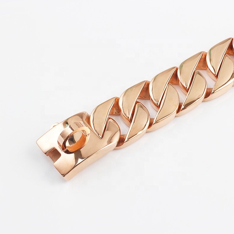 OUMI Best Selling Products Rose Gold Luxury Dog Collar Stainless Steel Buckle Strong Welded Chain Collar for Large Dogs