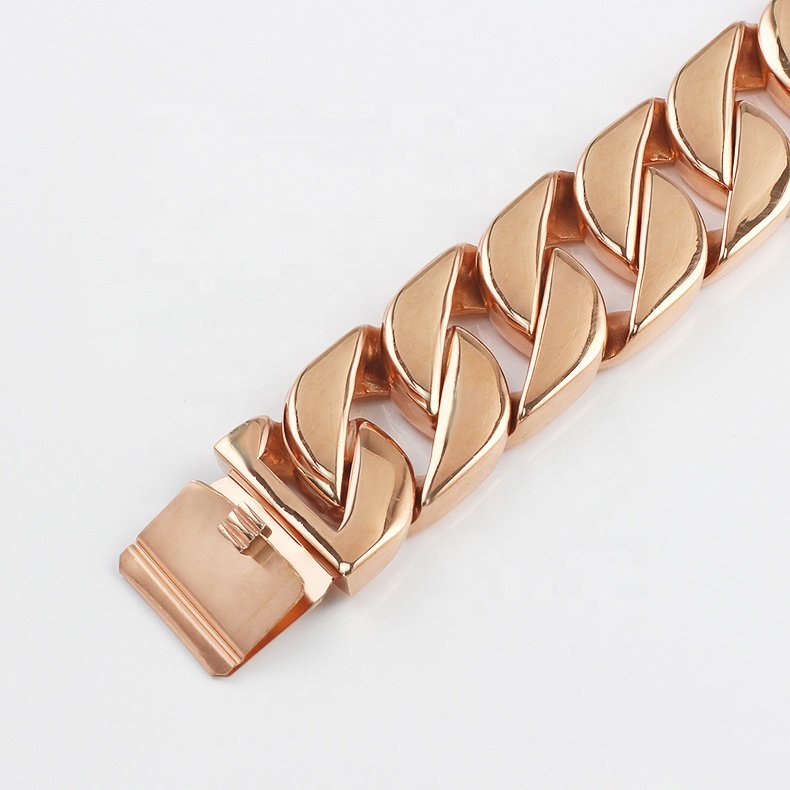 OUMI Best Selling Products Rose Gold Luxury Dog Collar Stainless Steel Buckle Strong Welded Chain Collar for Large Dogs