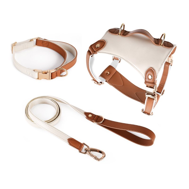 Custom Leather Other Pet Dog Collars and Leashes and Harnesses Set