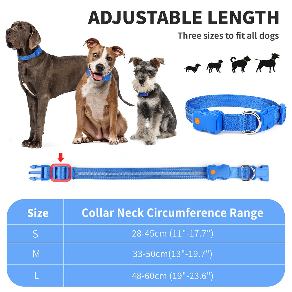 New Arrival Warning Pet LED Dog Collars Charge Nylon Flashing Light Up Led Dog Collar with warning light