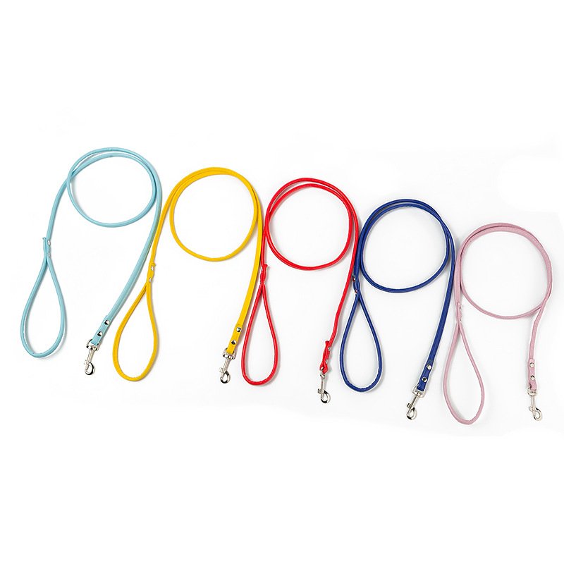 Pet Dog leash Fashion Multicolor PU Round Rope Small And Medium Dog leash