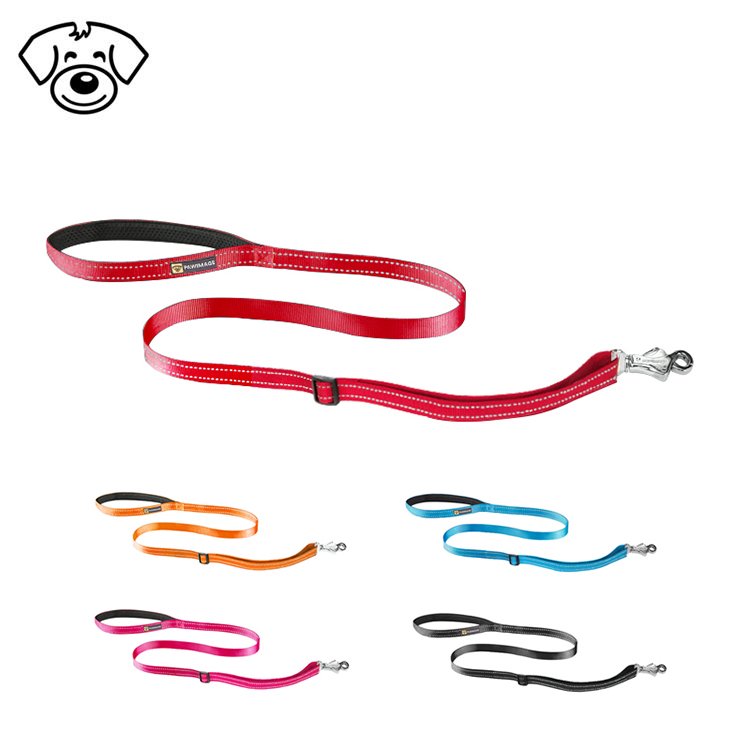 Reflective nylon pet dog walking dual leash with double handle lead