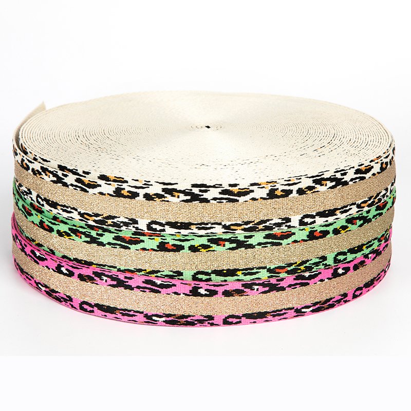 Jude Personalise Jacquard Leopard-print Interlic Recycled Pet Dog Webbing For Dog Leash Collars
