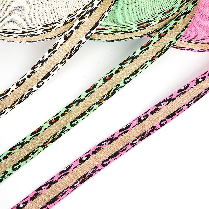Jude Personalise Jacquard Leopard-print Interlic Recycled Pet Dog Webbing For Dog Leash Collars