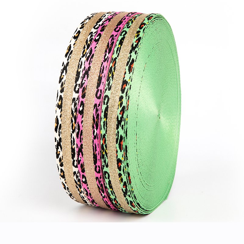 Jude Personalise Jacquard Leopard-print Interlic Recycled Pet Dog Webbing For Dog Leash Collars