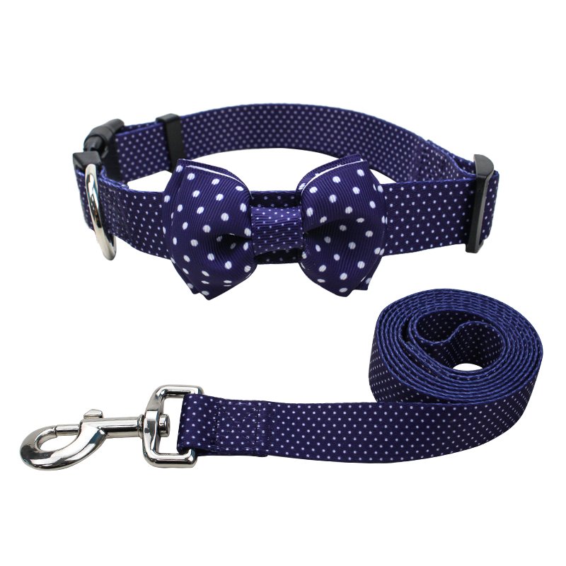 Free Sample Sublimation Adjustable Comfortable Personalized Custom Bow Tie Pet Dog Collar And Leash Set