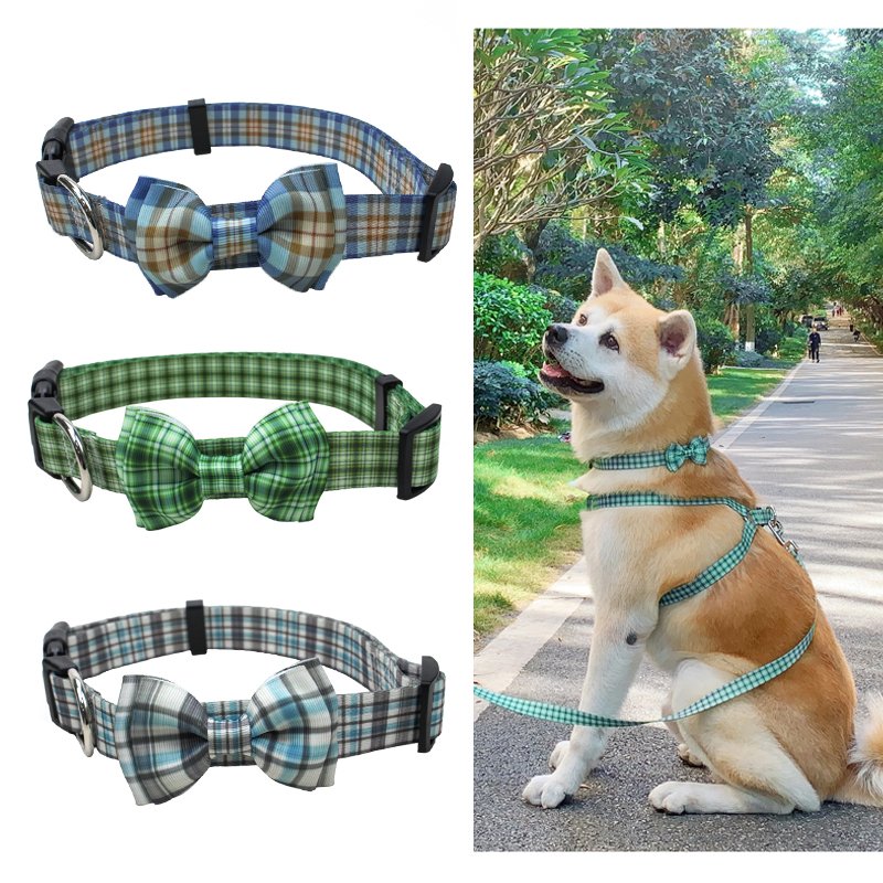 Free Sample Sublimation Adjustable Comfortable Personalized Custom Bow Tie Pet Dog Collar And Leash Set
