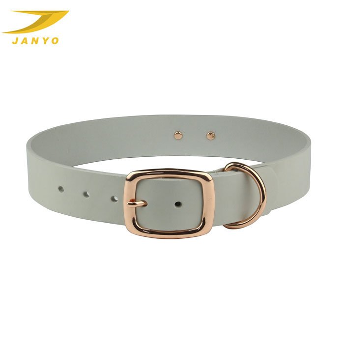 OEM Luxury rose gold buckle leather dog collar with name plate