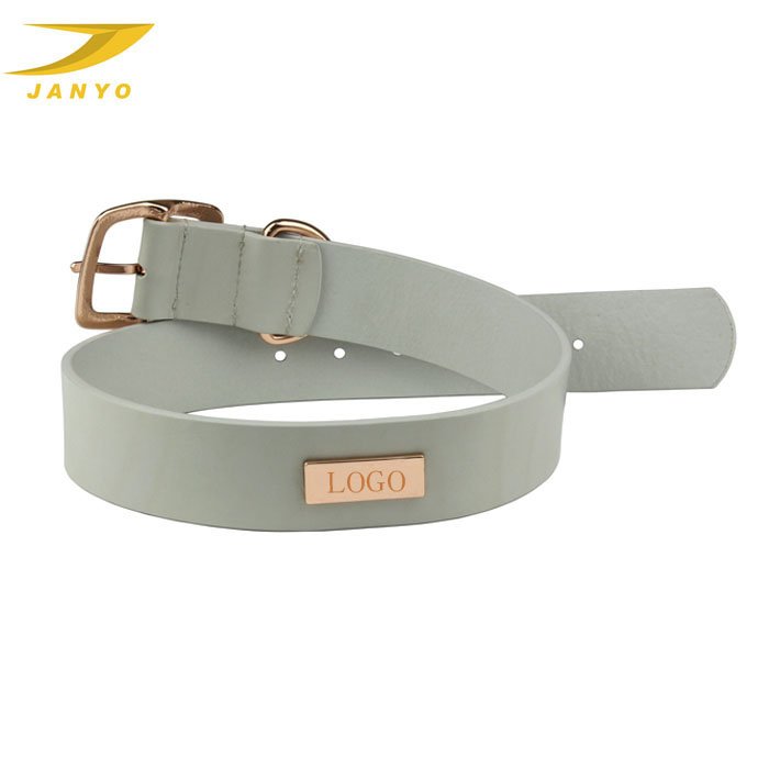 OEM Luxury rose gold buckle leather dog collar with name plate