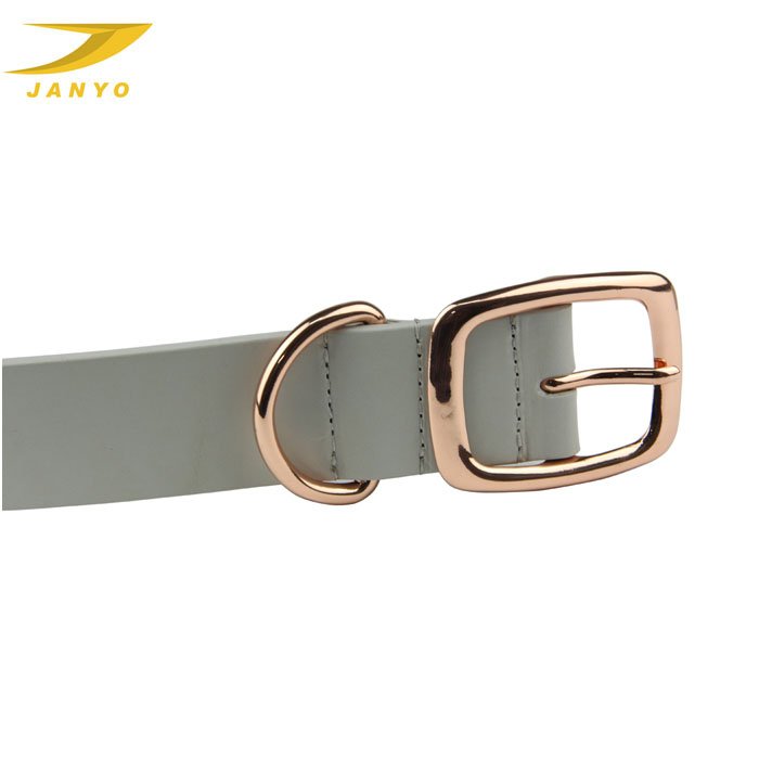 OEM Luxury rose gold buckle leather dog collar with name plate