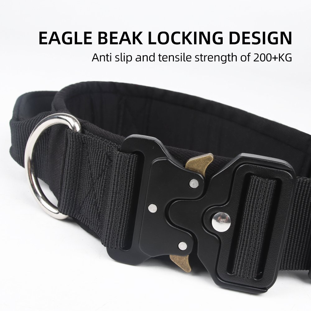 Pet Dog Collars With Traffic Handle Adjustable Heavy Duty German Shepherd Training Collar Lead Metal Buckle Tactical Dog Collar
