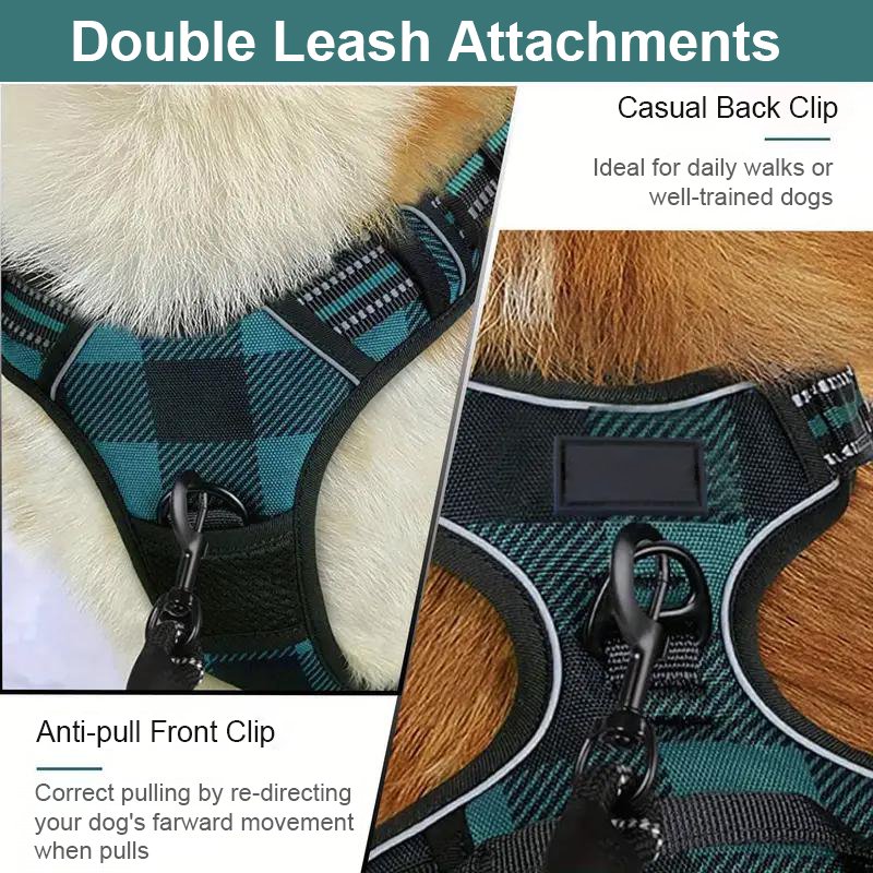 3-Piece Anti-Escape Dog Harness Custom Reflective Webbing Straps Nylon arnes para perros Vest Collar Pet Leashes Lead