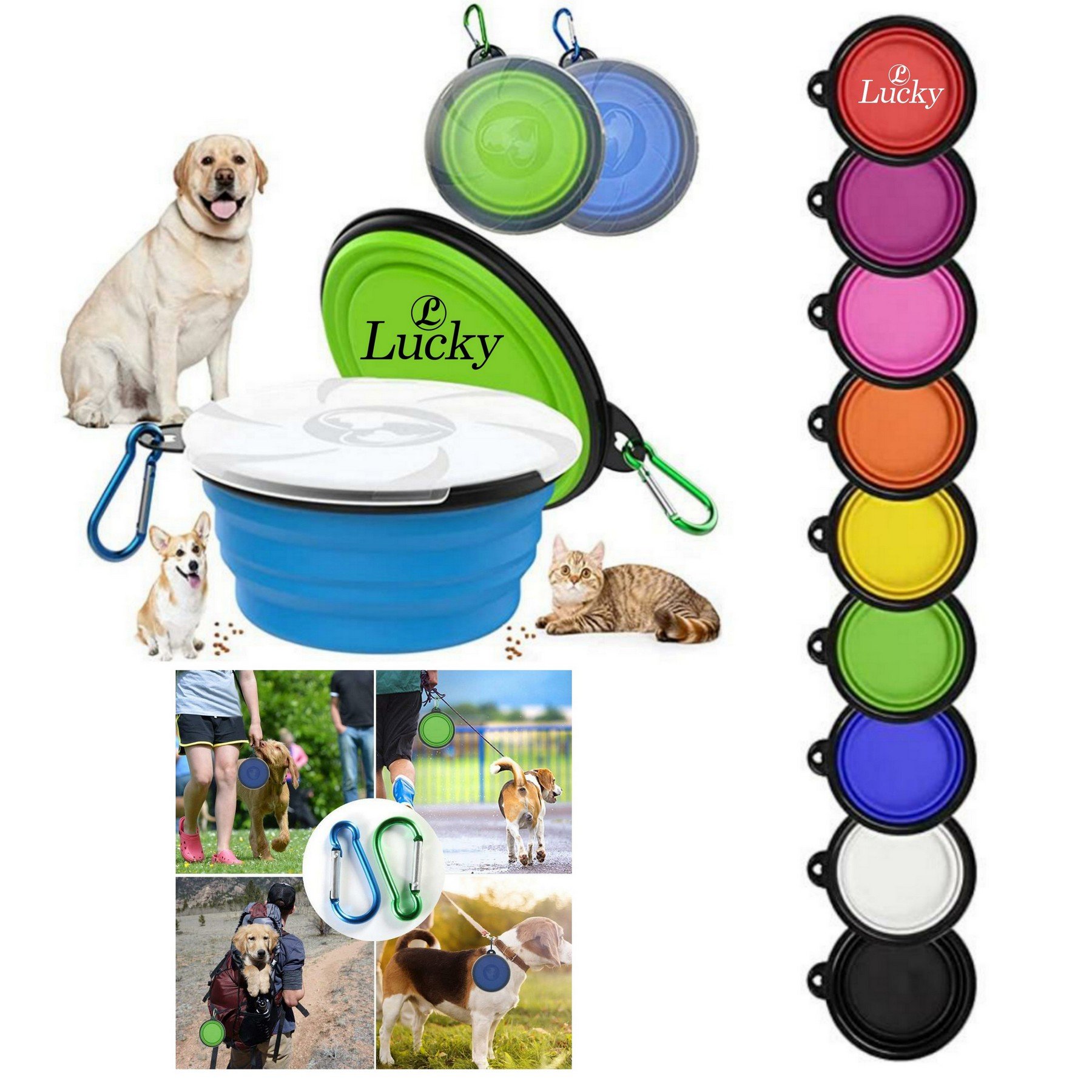 Amazon Cat Bowl Pet Folding 18 Portable Black Side Folding Dog Basin Feeding Silicone Pet Bowl Custom Logo 1 Color GM-LW199