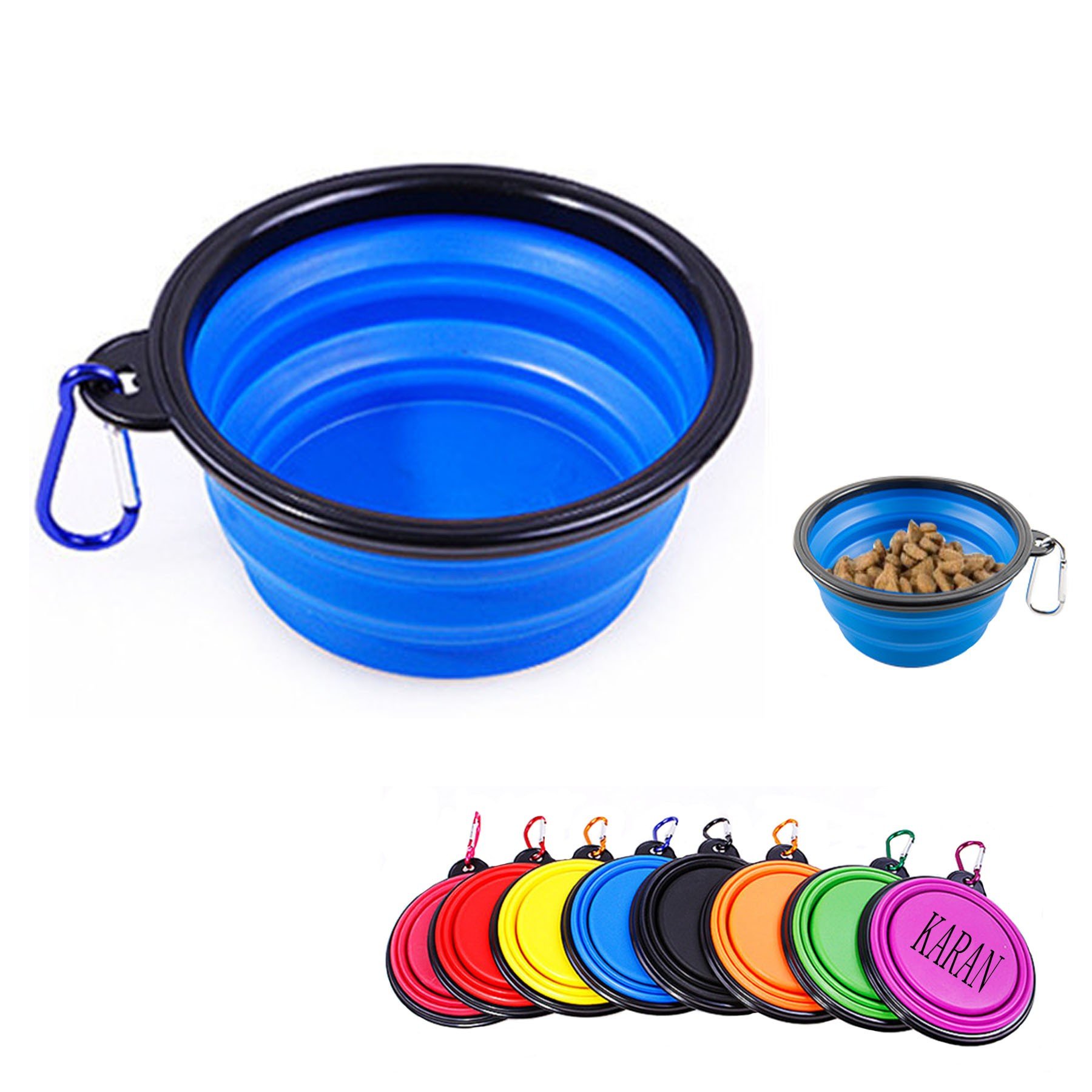 Amazon Cat Bowl Pet Folding 18 Portable Black Side Folding Dog Basin Feeding Silicone Pet Bowl Custom Logo 1 Color GM-LW199