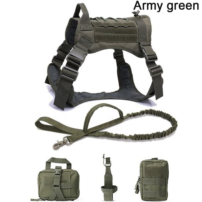 Factory luxury wholesale harness dog leash set chest dog 1000D custom strong leather leashes camouflage dog pet harness