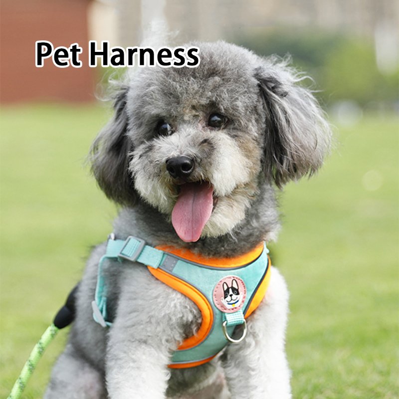 Hot selling items pet supplies breathable cloth fashion pet dog harness vest leash lead collars set of reflective harness