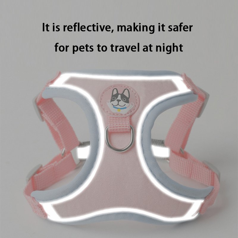 Hot selling items pet supplies breathable cloth fashion pet dog harness vest leash lead collars set of reflective harness
