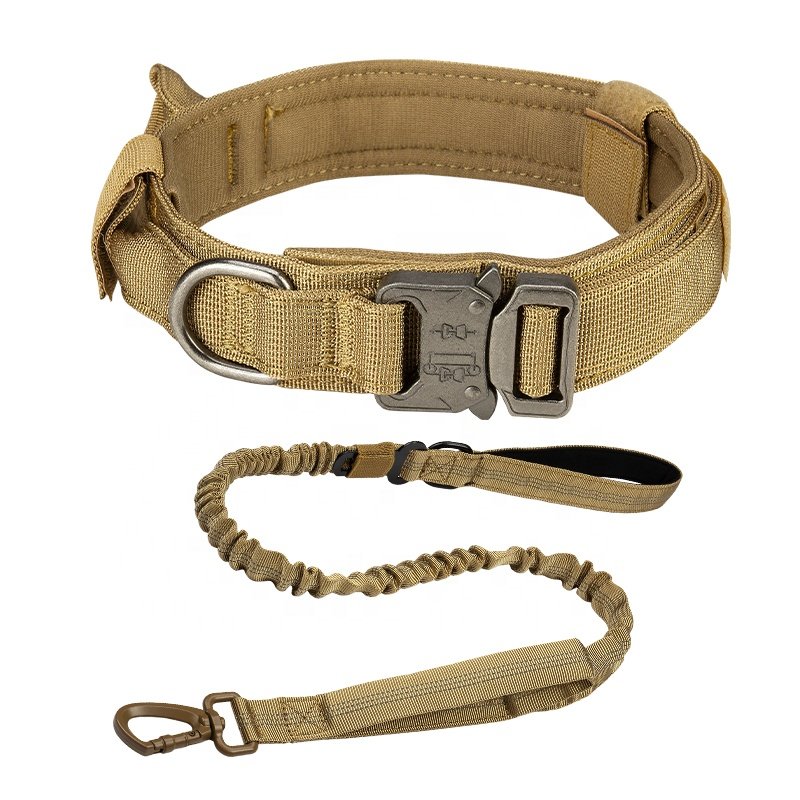 High Quality Heavy Duty Metal Buckle Pet Dog Training Collar Large Dogs Collar And Leash Set Tactical Dog Collar