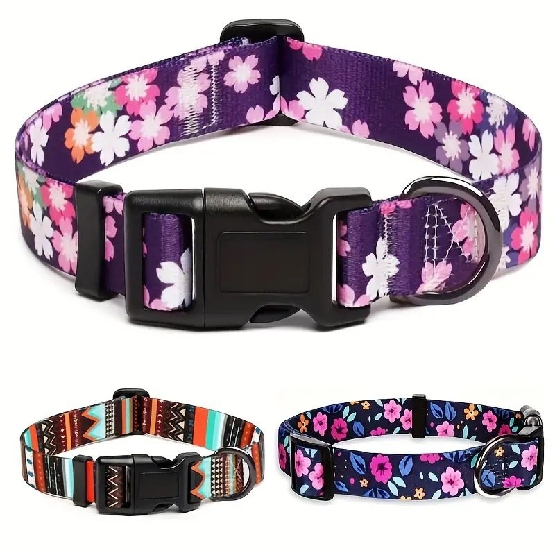 OKKPETS Hot Sale Wholesale In Stock Custom Logo Pattern Polyester Soft Dog Training Collar Breathable Adjustable Pets Collars