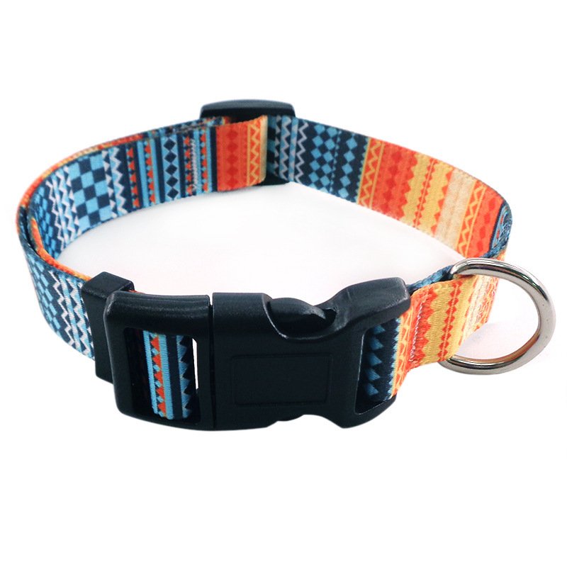 OKKPETS Hot Sale Wholesale In Stock Custom Logo Pattern Polyester Soft Dog Training Collar Breathable Adjustable Pets Collars