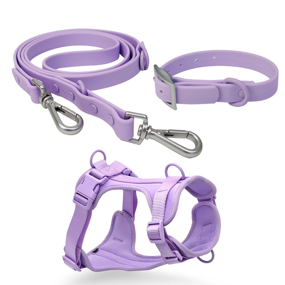 Pet Accessories Set Soft Waterproof PVC Coated Webbing Dog Collar strap No Pull Dog harness Leash for Small Medium Large Dogs