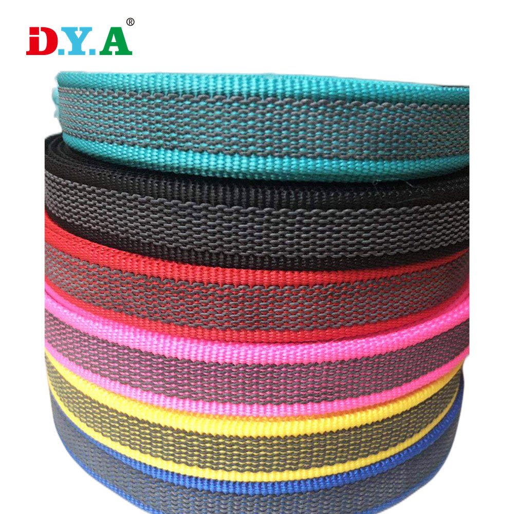 Wholesale custom color width 15mm 20mm 25mm anti slip rubber grip webbing non slip polypropylene dog leash webbing for pet belts