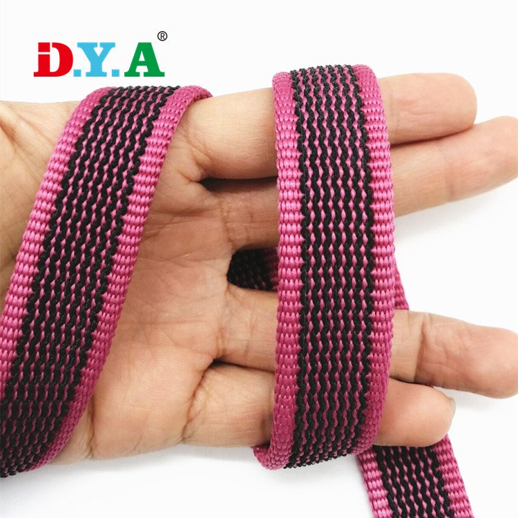 Wholesale custom color width 15mm 20mm 25mm anti slip rubber grip webbing non slip polypropylene dog leash webbing for pet belts
