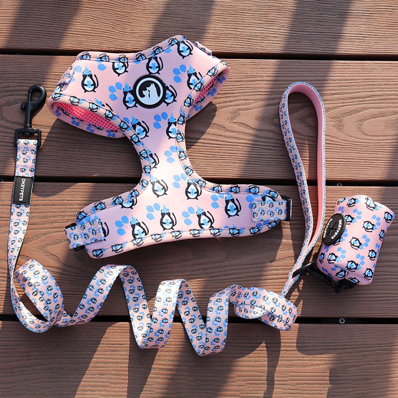 OKEYPETS Popular Highly Quality Neoprene Sublimation Pattern Adjustable Reflective Dog Harness