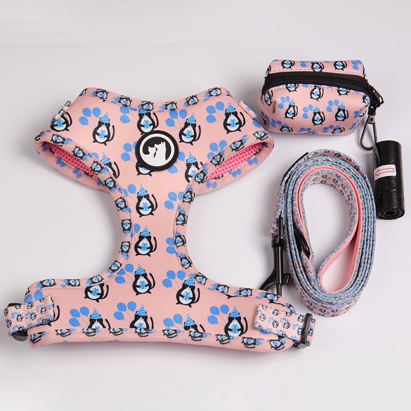 OKEYPETS Popular Highly Quality Neoprene Sublimation Pattern Adjustable Reflective Dog Harness