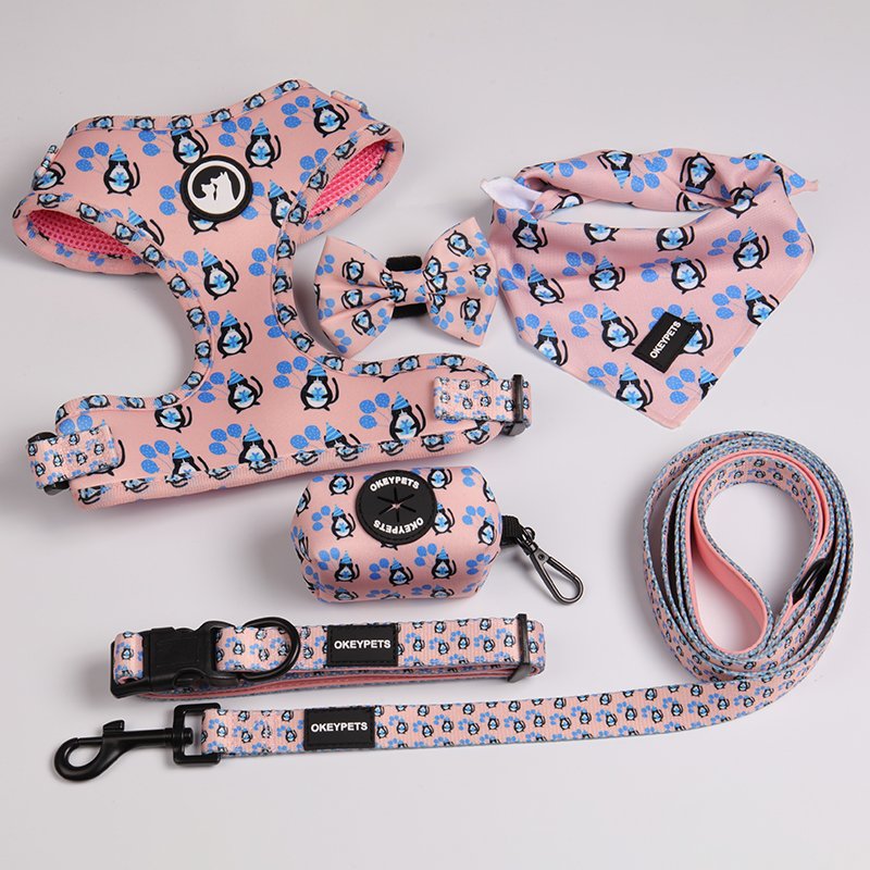 OKEYPETS Popular Highly Quality Neoprene Sublimation Pattern Adjustable Reflective Dog Harness