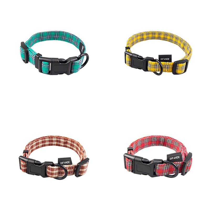 New Released Custom cotton luxury Dog harness Chequer Polyester Sustainable Pet Dog Adjustable