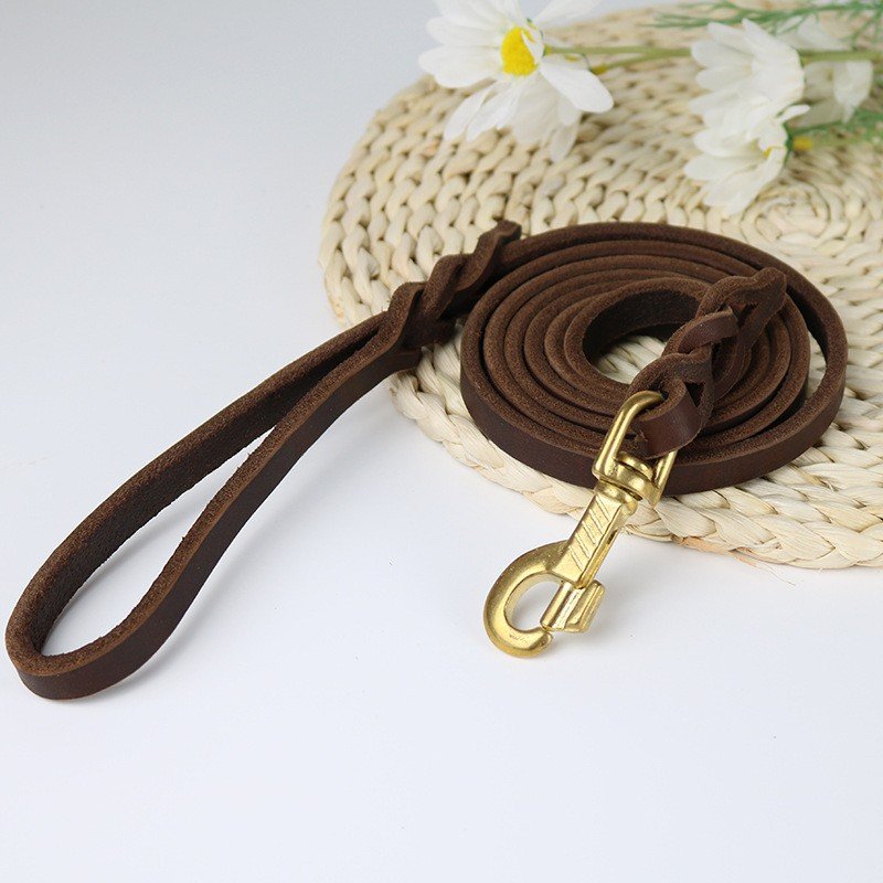 2024 Hot Sell High Quality Custom Luxury Strong Durable Heavy Duty Pet Leather Rope Dog Leash Lead