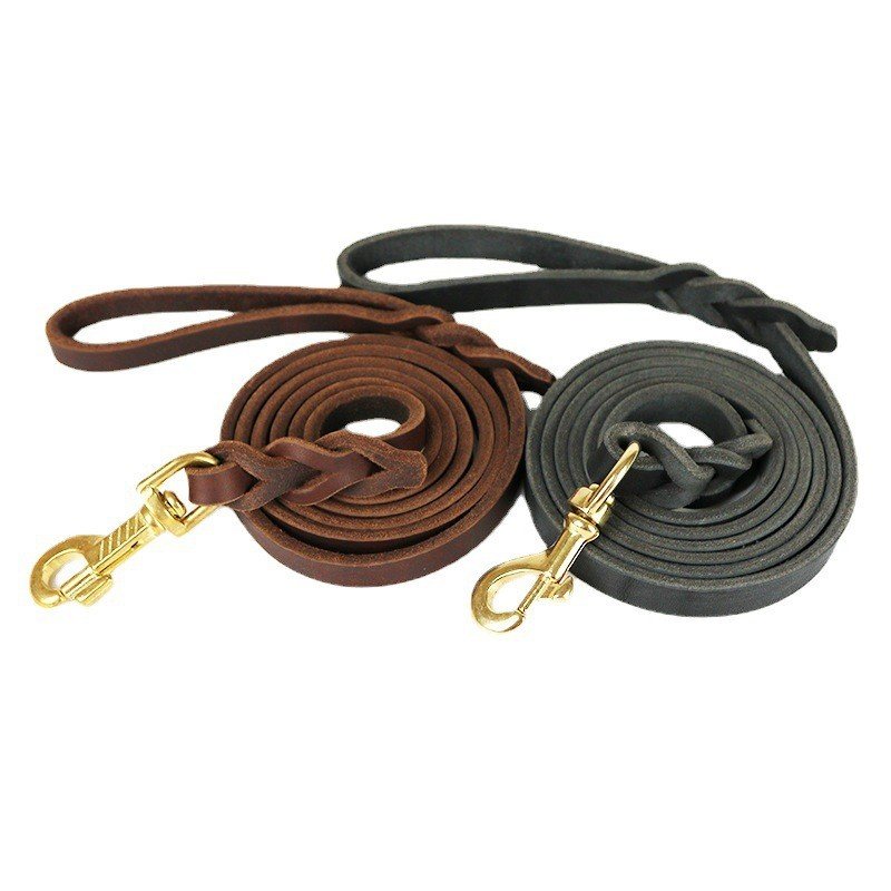 2024 Hot Sell High Quality Custom Luxury Strong Durable Heavy Duty Pet Leather Rope Dog Leash Lead