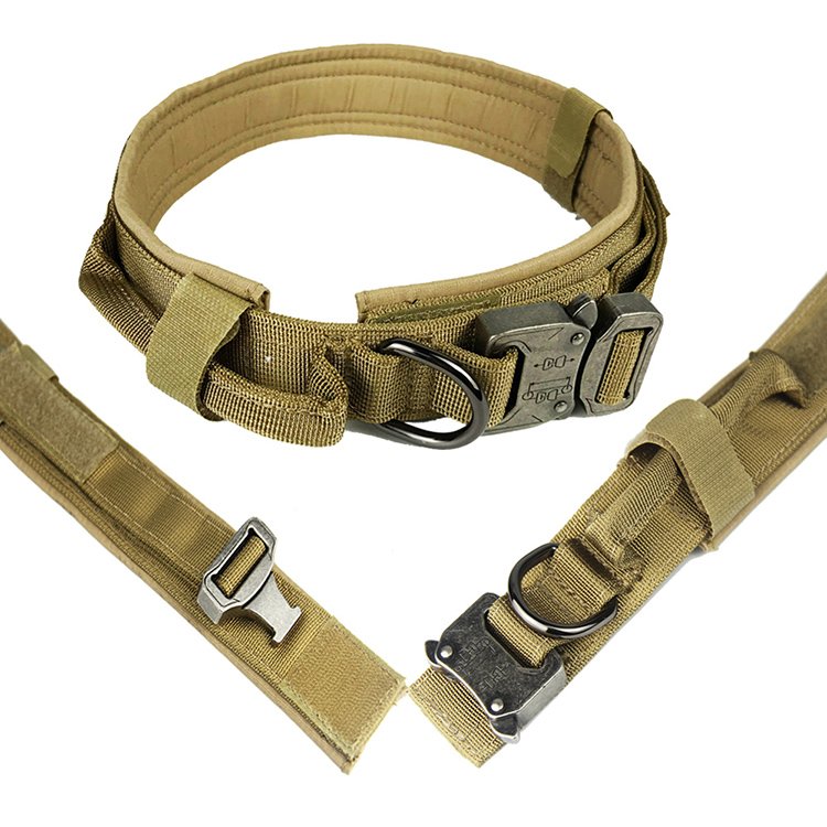 Wholesale Training Thick Braided Large Heavy Duty Custom Pet Nylon Adjustable Tactical Metal Buckle Hardware Set Dog Collar