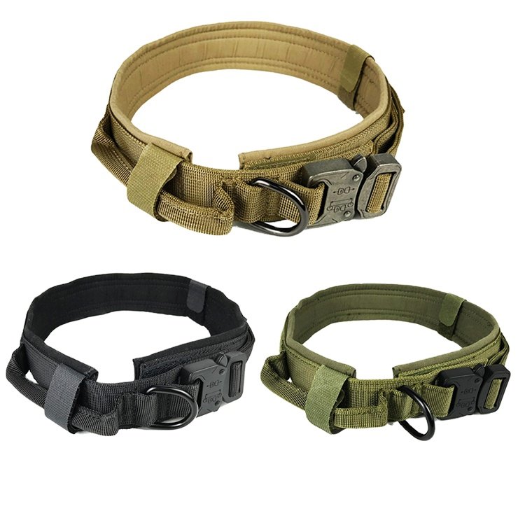 Wholesale Training Thick Braided Large Heavy Duty Custom Pet Nylon Adjustable Tactical Metal Buckle Hardware Set Dog Collar