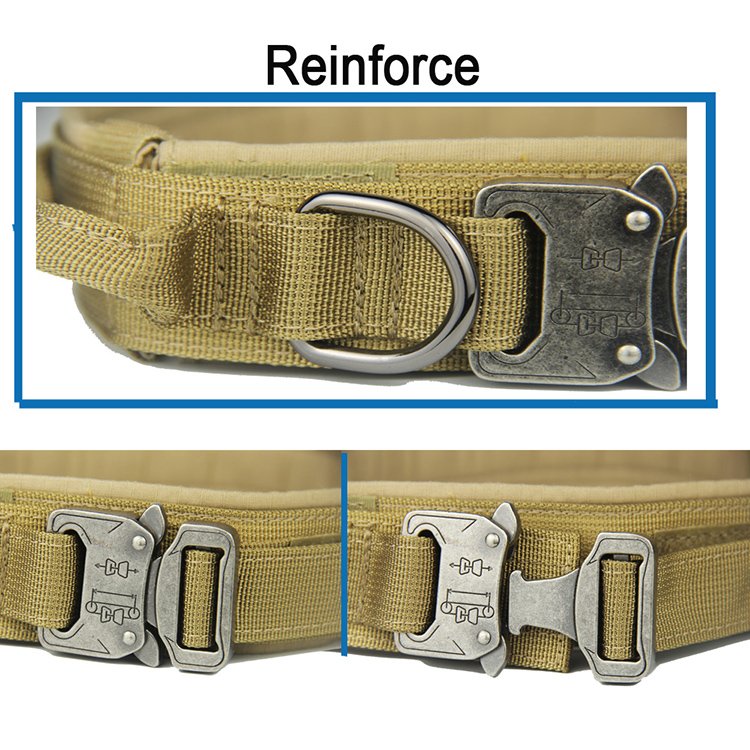 Wholesale Training Thick Braided Large Heavy Duty Custom Pet Nylon Adjustable Tactical Metal Buckle Hardware Set Dog Collar