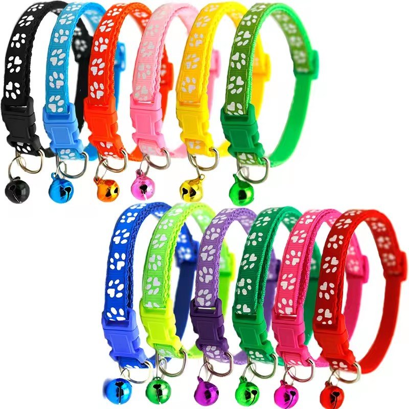 Free sample Cat Collar with Bell Adjustable Pet Collars cheap colorful necklace for small dogs and cats Breakaway Collar