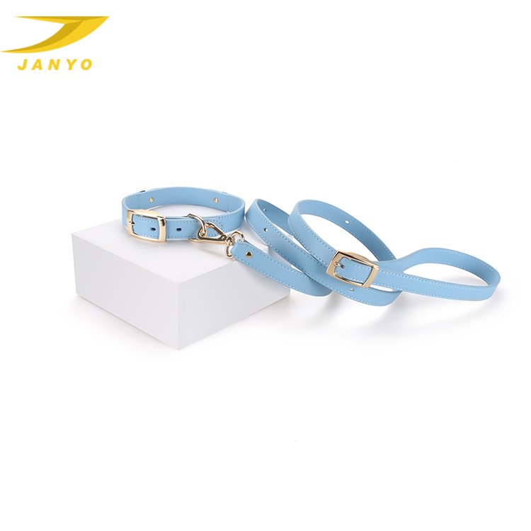 JANYO Newest design high quality pu leather macrame dog collar and leash set