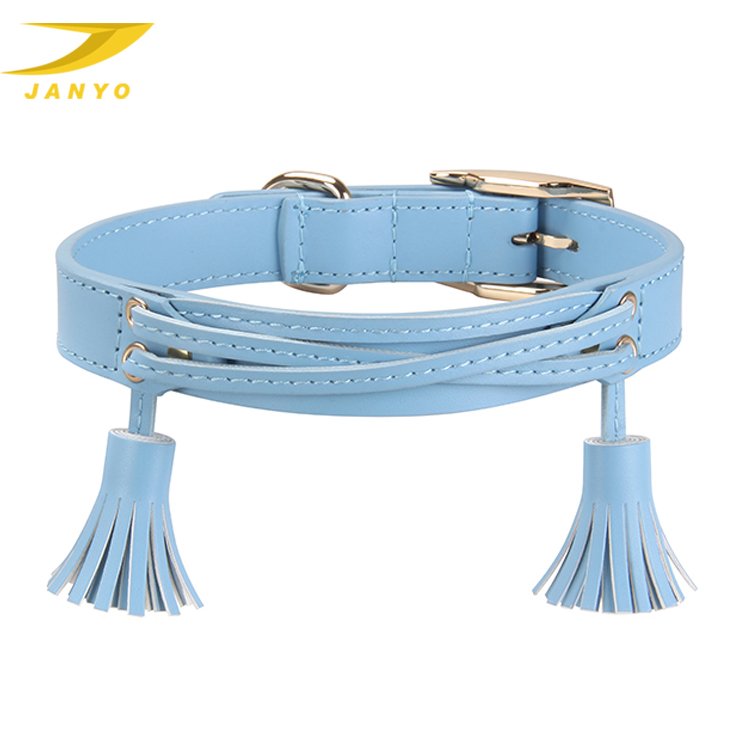 JANYO Newest design high quality pu leather macrame dog collar and leash set