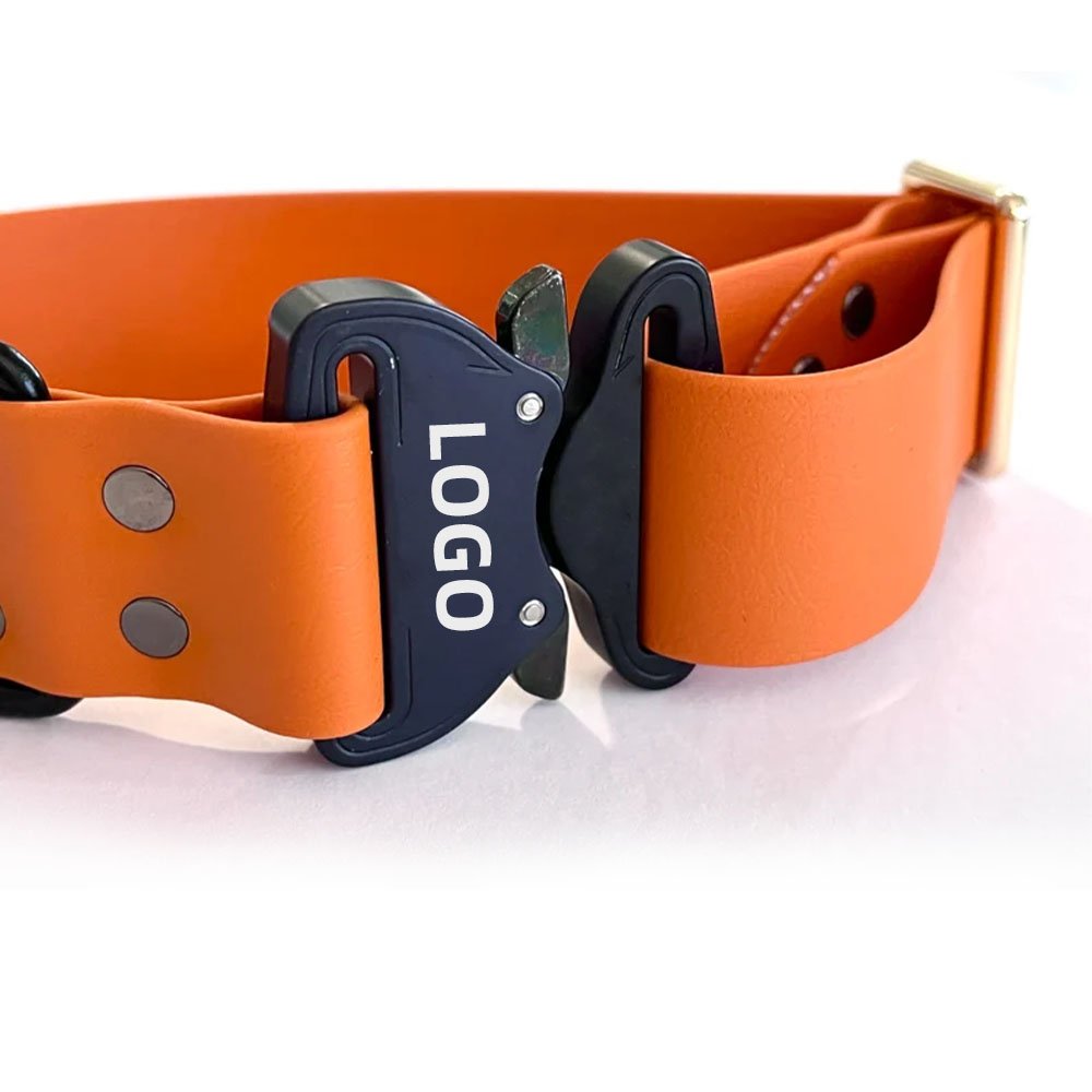 Pet Supplies Custom Logo Durable Metal Quick Release Buckle Adjustable Waterproof PVC Dog Outdoor Training Collar