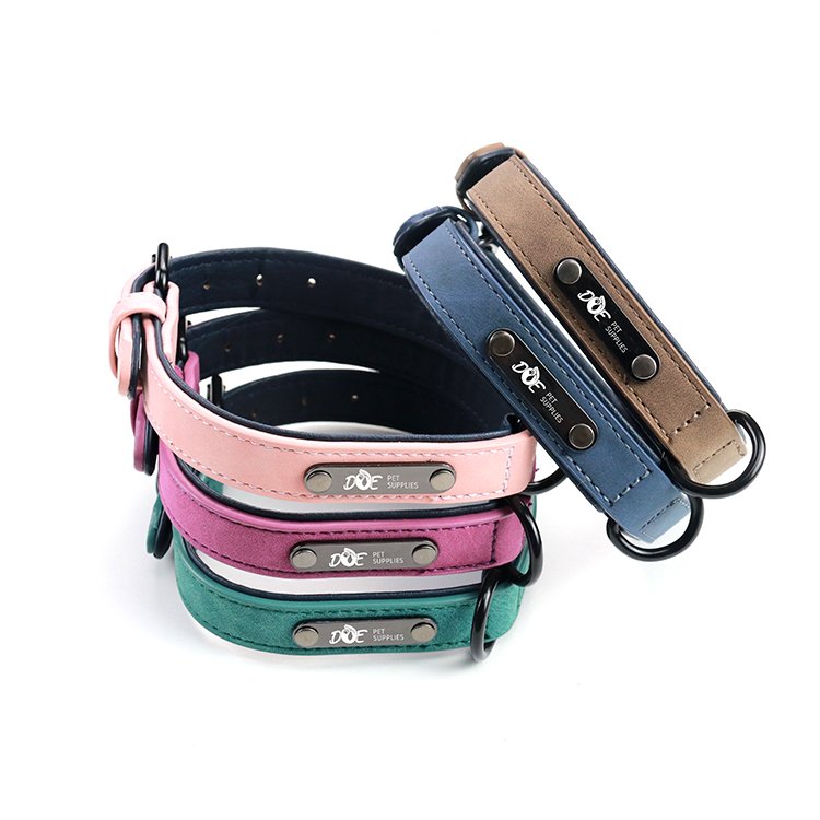 Luxury Genuine Leather Pet Collar Custom Colors Softly Padded Waterproof Classic Genuine Leather Dog Collar