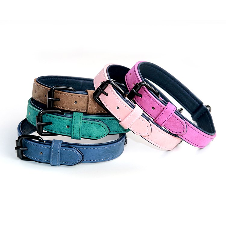 Luxury Genuine Leather Pet Collar Custom Colors Softly Padded Waterproof Classic Genuine Leather Dog Collar