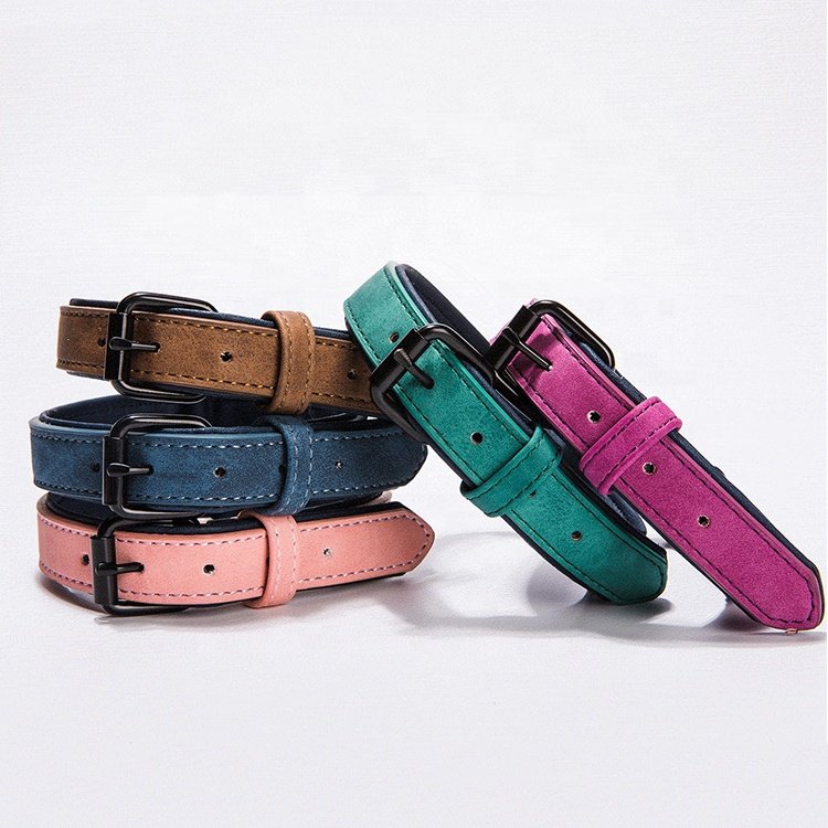 Luxury Genuine Leather Pet Collar Custom Colors Softly Padded Waterproof Classic Genuine Leather Dog Collar