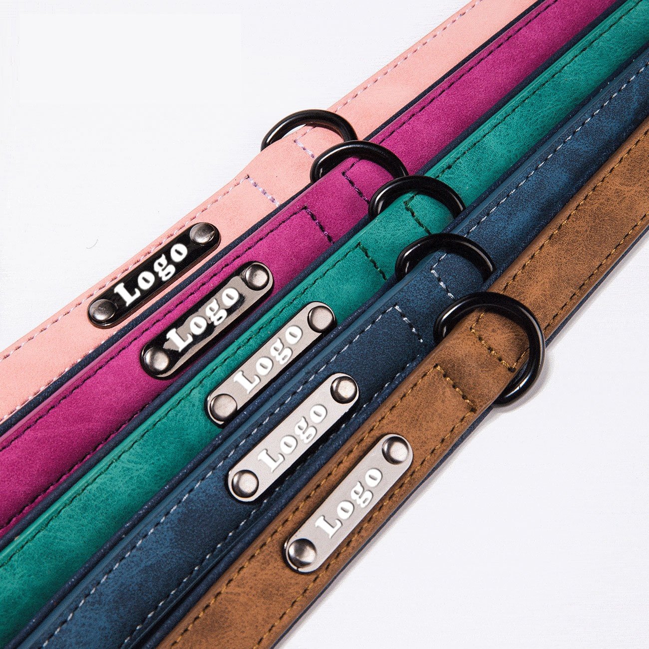 Luxury Genuine Leather Pet Collar Custom Colors Softly Padded Waterproof Classic Genuine Leather Dog Collar